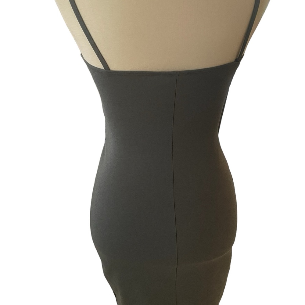 Mind Code Olive Green Knotted Wrap Mini Dress - image 4